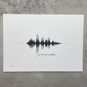 NEW You Are My Sunshine Soundwave Wall Art Print 5x7in Black White Minimalist